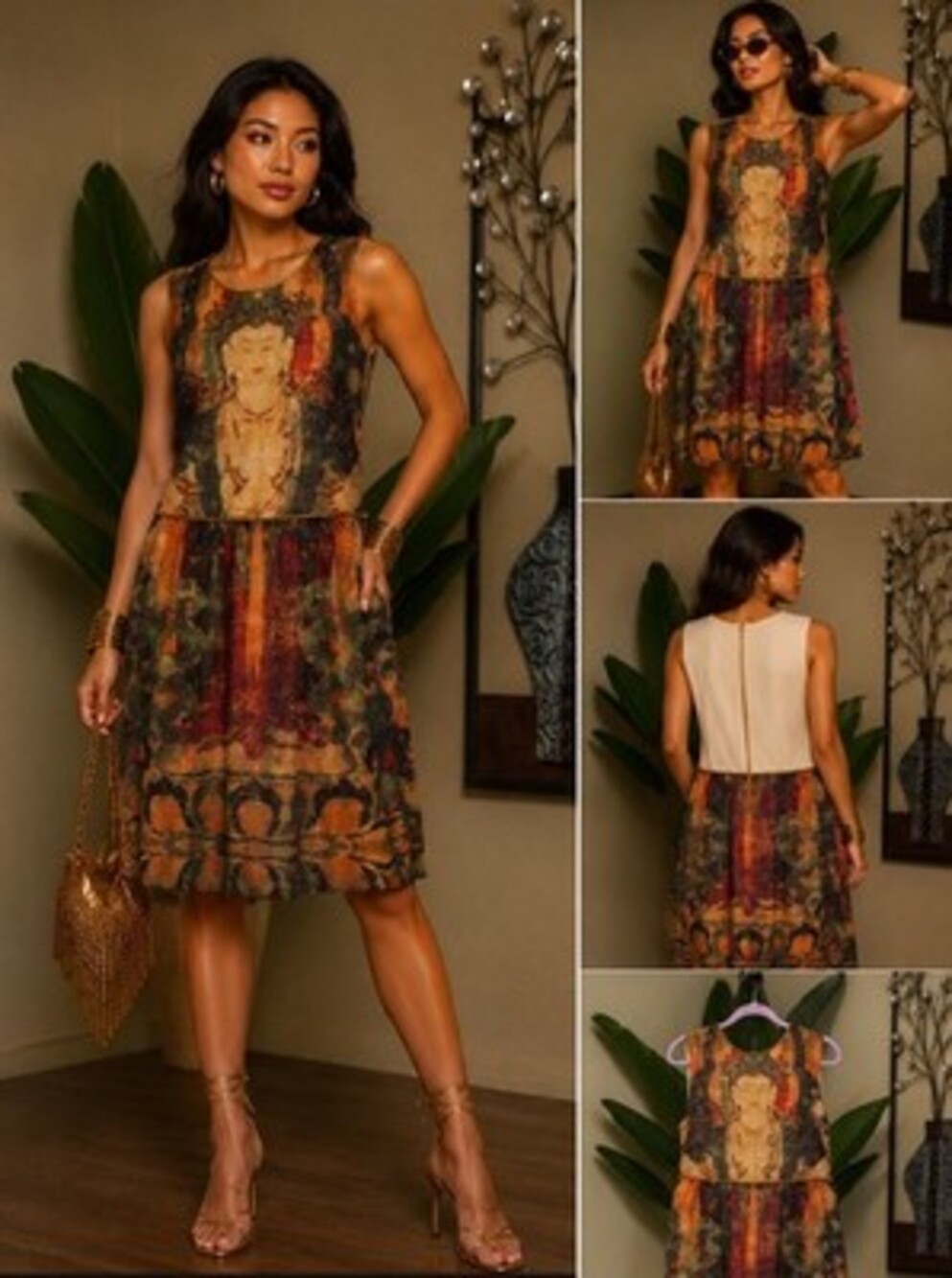 Archive Vivienne Tam Sleeveless Art Print Dress Collector Piece 90’s Size 10
